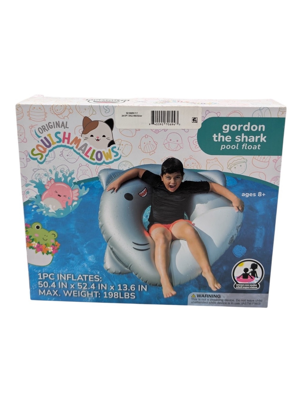 Squishmallows Gordon the Shark Pool Float - Gray & White